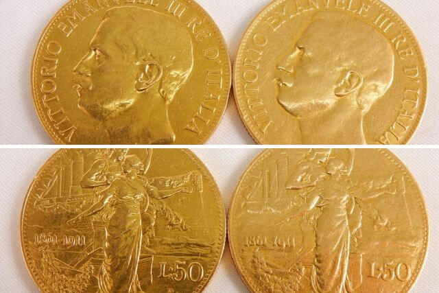 イタリア建国50年記念エマヌエーレ3世50リレ金貨（1911年）の特徴や市場価値（買取）を解説